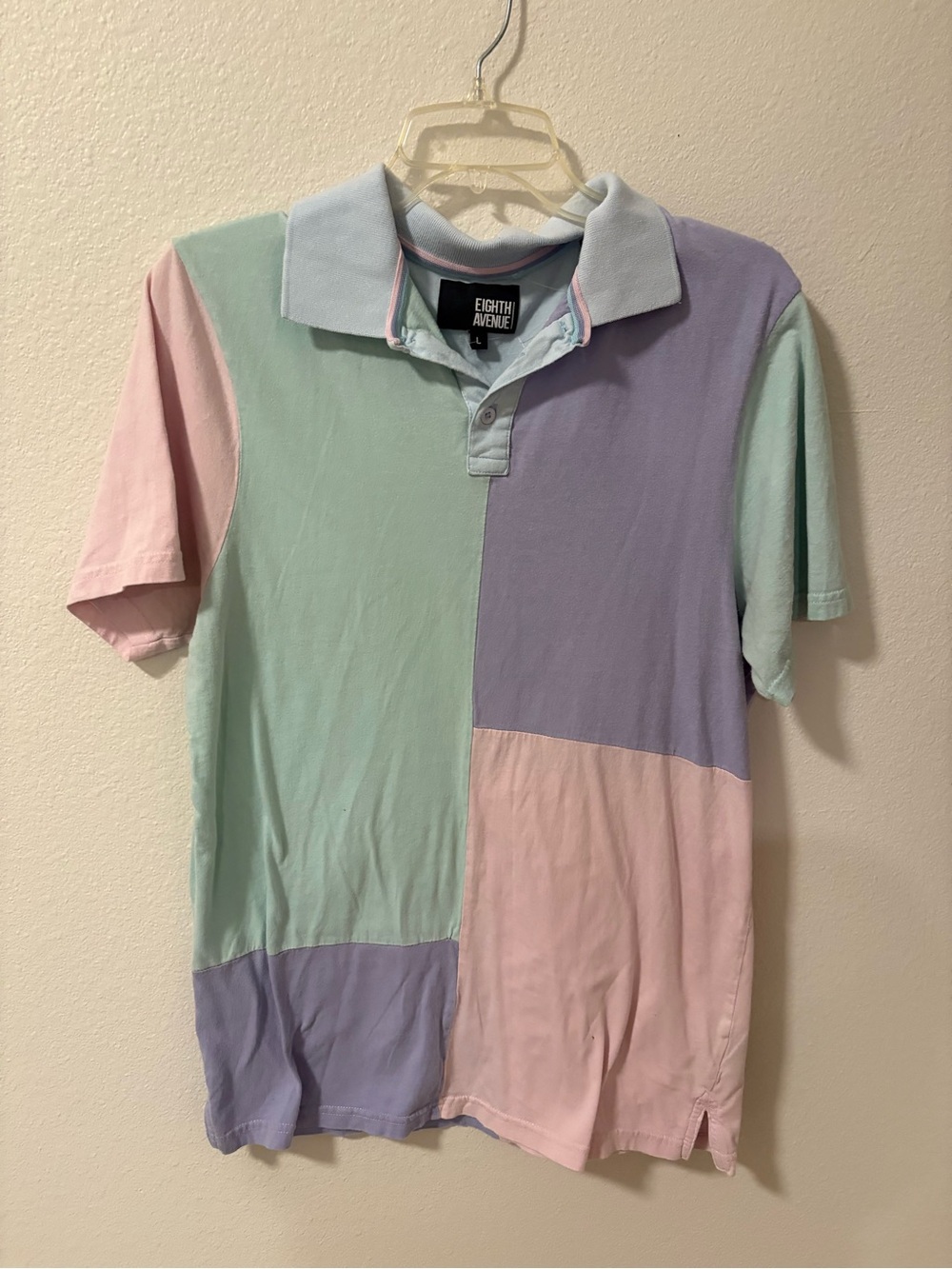 Eighth Avenue Men’s Pastel Colorblock Polo - Mint, Lavender & Pink